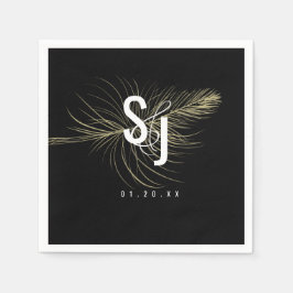 Script Typography Faux Guld Feather Bohemian Pappersservett