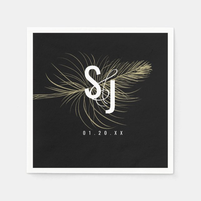 Script Typography Faux Guld Feather Bohemian Pappersservett (Framsidan)
