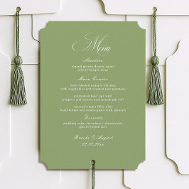 Script Typography Sage Green Wedding Menu Card Inbjudningar