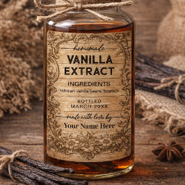 Script Vintage Homemade Vanilla Extract Label Vinetikett