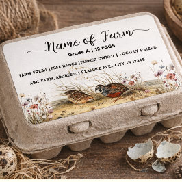 Script Watercolor Farm Quail Egg Carton Label Fraktsedel