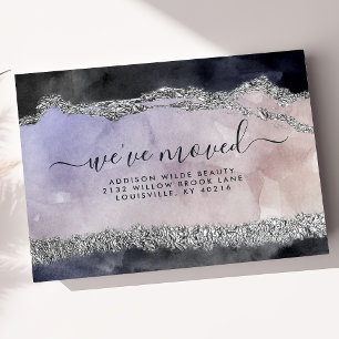 Script Watercolor Lila Svart Silver Förflyttning Meddelande Vykort
