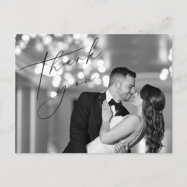 Script Wedding Thank You Post Card Vykort (Framsida)