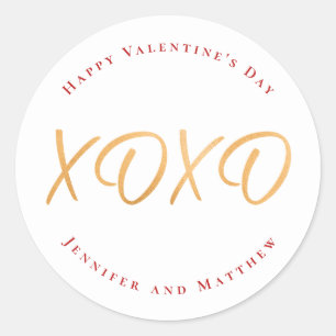 Script XOXO Glad Alla hjärtans dag Högtid Runt Klistermärke