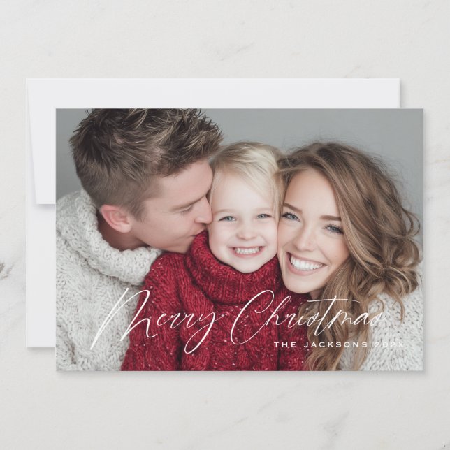 Scripted Chic Merry Christmas Design Julkort (Framsida)