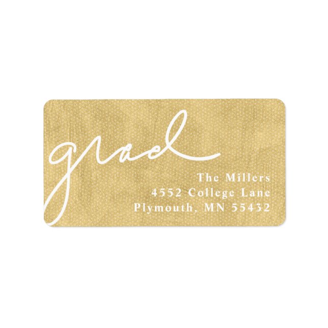 Scripted Grad Guld Adressetikett (Framsidan)