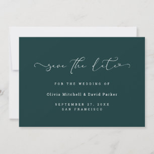 Scripted Heart Elegant Mörk Rik Teal Spara Datumet