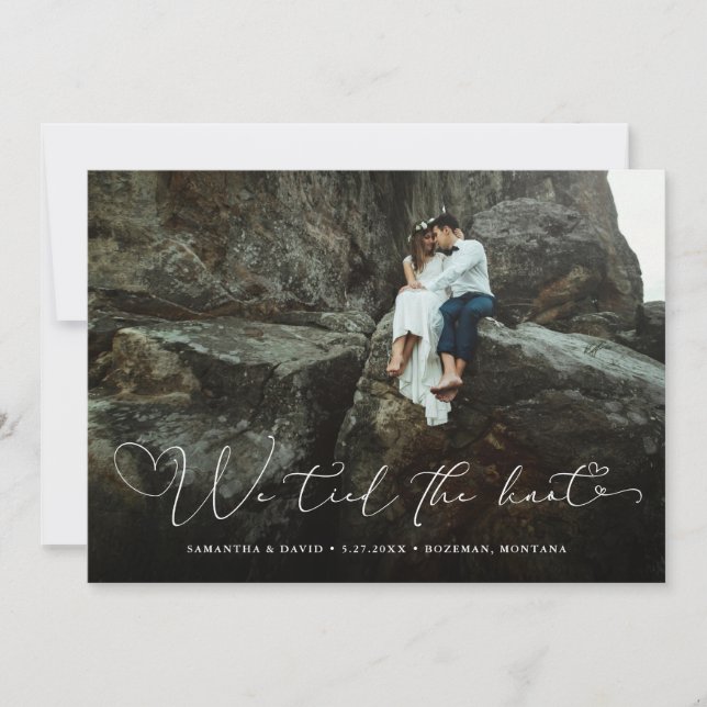 Scripted Hearts | Foto Elopement-meddelande Inbjudningar (Framsida)