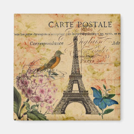 Scripts Hydrangea Fransk Bird Paris Eiffel Torn Magnet