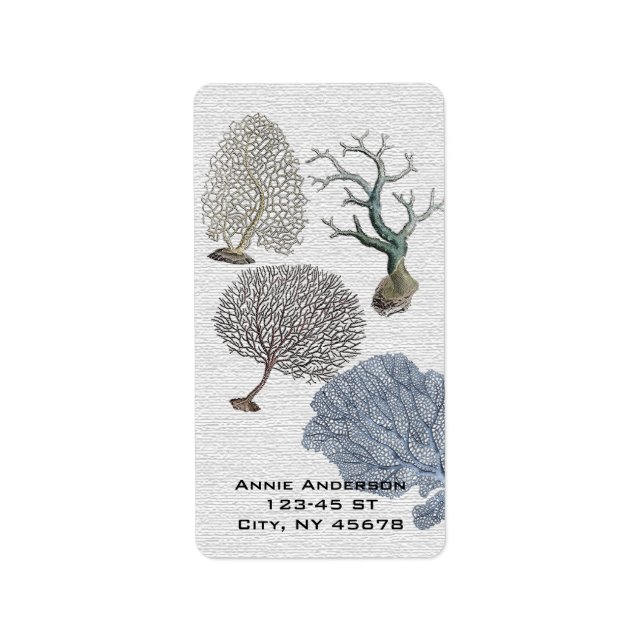 Scripts Nautical chic strand Coral Reef Adressetikett (Framsidan)