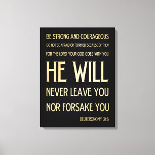 Scriptural bibelVerse - Deuteronomy 31:6 Canvastryck