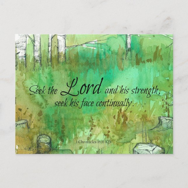 Scripture 1 Chronicles 16:11 Bible Verse Forest Vykort (Framsida)