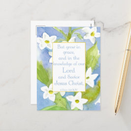 Scripture 2 Peter 3:18 Nicotiana Flowers Helg Vykort