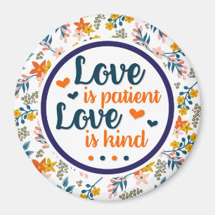 Scripture Blommigt Kärlek är patient, Kärlek är Ki Magnet