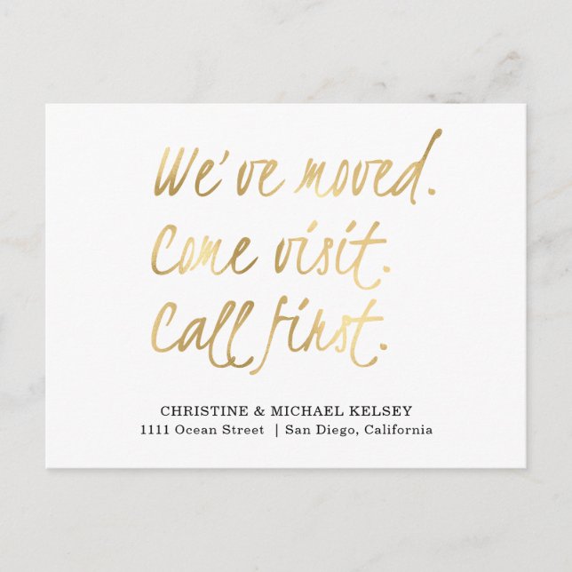 Scripture Guld New Home Adress Flytta Meddelande Vykort (Framsida)