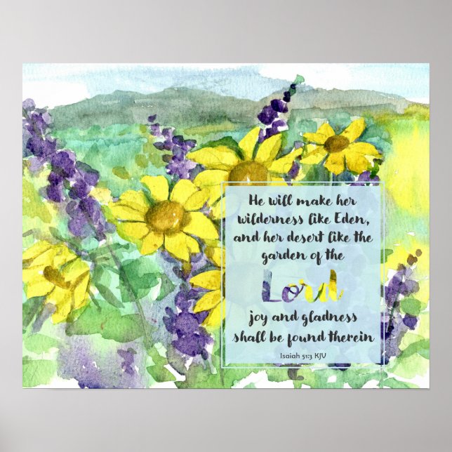 Scripture Isaiah 51:3 Desert Lupines Wildflowers Poster (Framsidan)