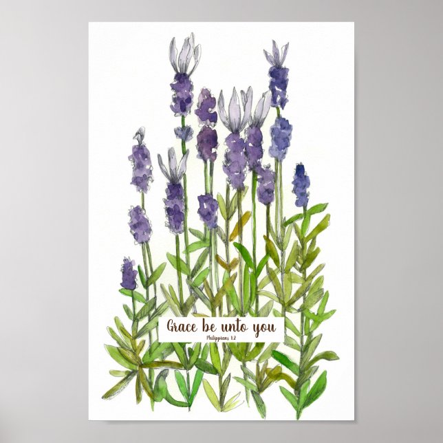 Scripture Philippians 1:2 Bible Verse Lavender Poster (Framsidan)