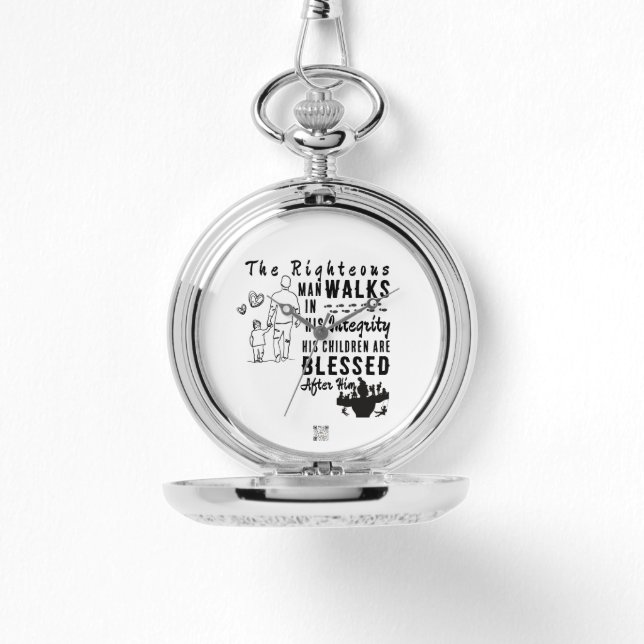 Scripture Pocket Watch Fars dag Proverbs 20:7 Armbandsur (Framsida)