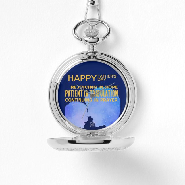 Scripture Pocket Watch Fars dag Romans 12:12 Armbandsur (Framsida)