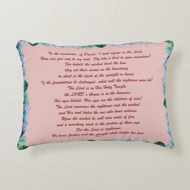 Scripture, Psalm 11, Bible Verse Prydnadskudde (Framsidan)