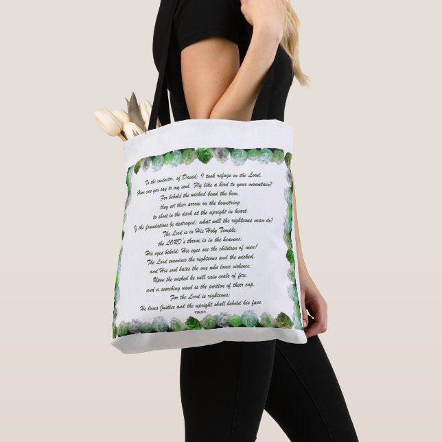 Scripture, Psalm 11, Bible Verse Tygkasse (Närbild)