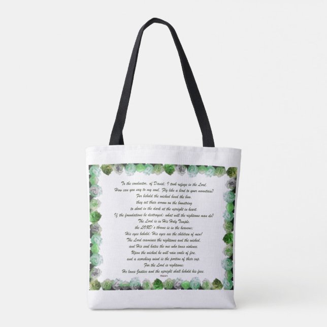 Scripture, Psalm 11, Bible Verse, Tygkasse (Baksida)