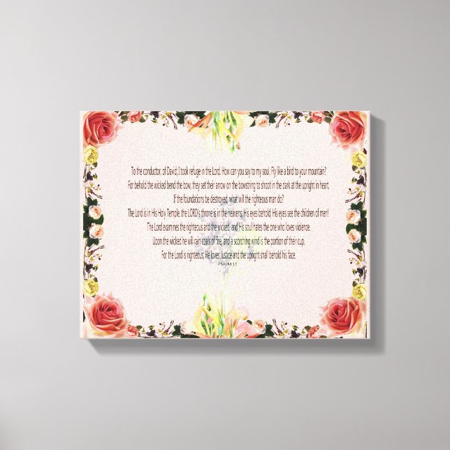 Scripture, Psalm 11, Colorful Flower Canvastryck (Framsida)