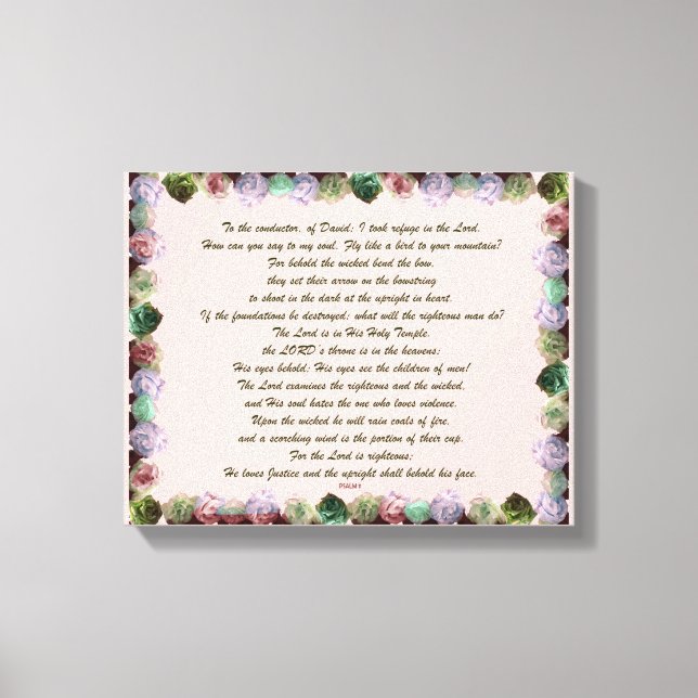 Scripture, Psalm 11, Colorful Roses Canvastryck (Framsida)