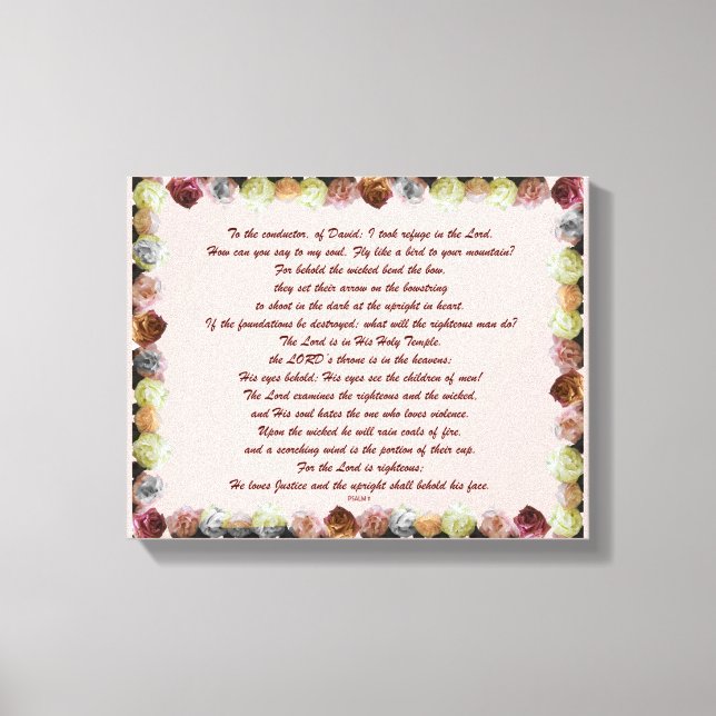 Scripture, Psalm 11, Flowerful Canvastryck (Framsida)