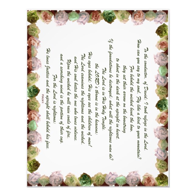 Scripture, Psalm 11, Grönt Grått Ro Fototryck (Framsidan)