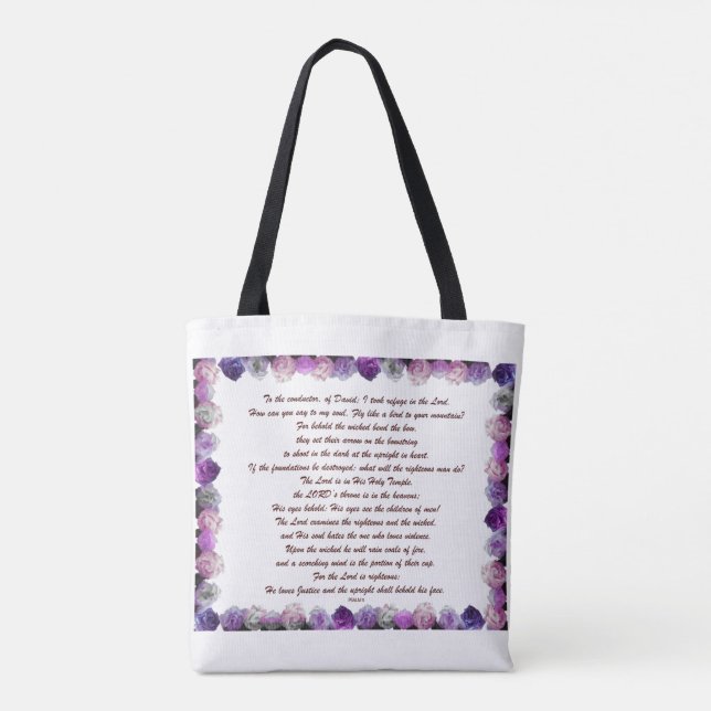 Scripture, Psalm 11, Purple Roses Tygkasse (Baksida)