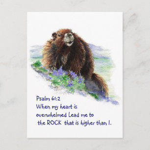 Scripture Psalm 61:2 Uppmuntra vattenfärgsdjur Vykort