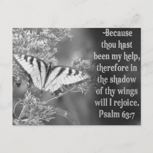 SCRIPTURE PSALM 63:7 W/ BUTTERFLIES VYKORT (Framsida)