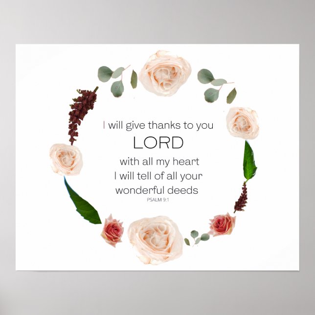 Scripture, Psalm 9, All Your Wonderful Deeds LORD Poster (Framsidan)