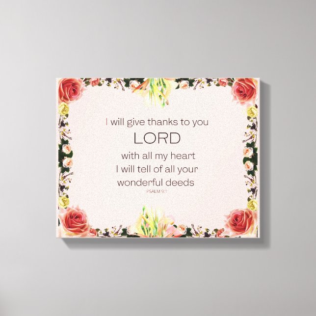 Scripture Psalm 9, Floral Canvastryck (Framsida)