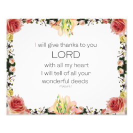 Scripture Psalm 9, Floral Fototryck
