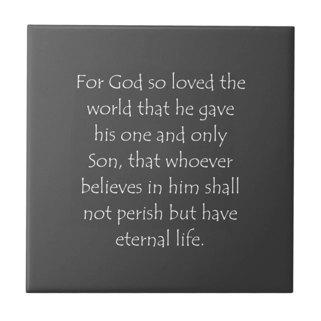 Scripture Quote John 3 16 Kakelplatta (Framsidan)