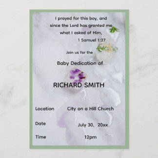 Scripture Verse Boy Baby Dedication Invitation Inbjudningar