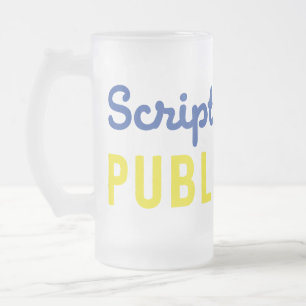 Scriptwriters som publicerar blått/den guld- frostat ölglas