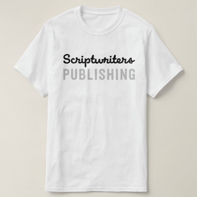 Scriptwriters som publicerar den t shirt (Design framsida)