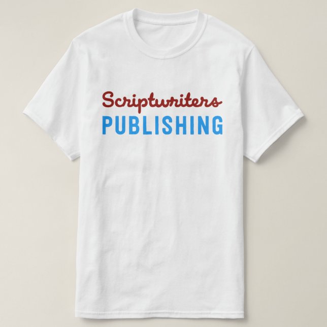 Scriptwriters som publicerar tegelsten/, saltar t shirt (Design framsida)