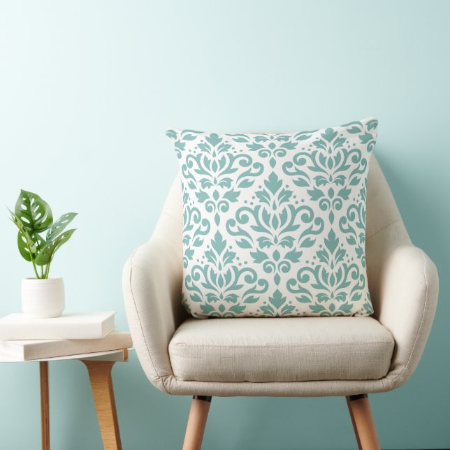 Scroll Damask Teal Big Pattern Kudde (Stol)