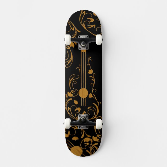 Scrolled Wood Guitar Mini Skateboard Bräda 18,5 Cm (Framsida)