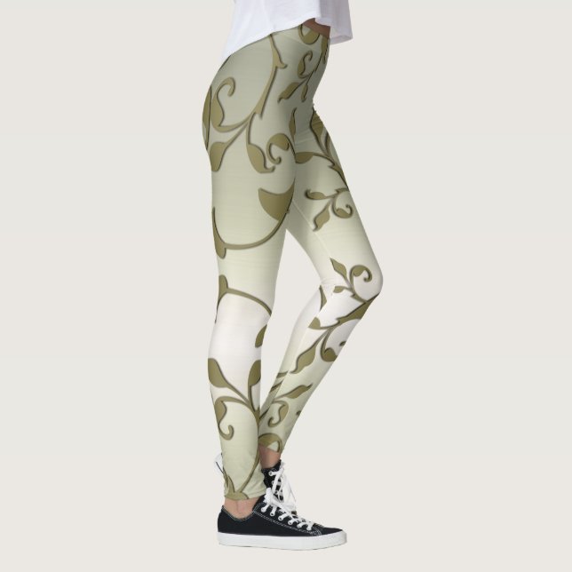 Scrolling Olive Löv Slimming Effect Leggings (Höger)