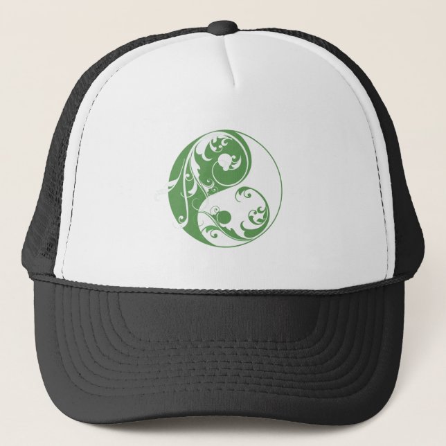 Scrolling Yin & Yang (grönt) Truckerkeps (Framsida)