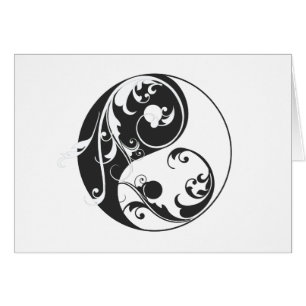 Scrolling Yin & Yang (svart) Hälsningskort