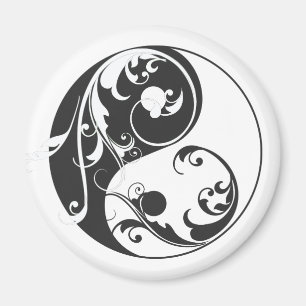 Scrolling Yin & Yang (svart) Magnet