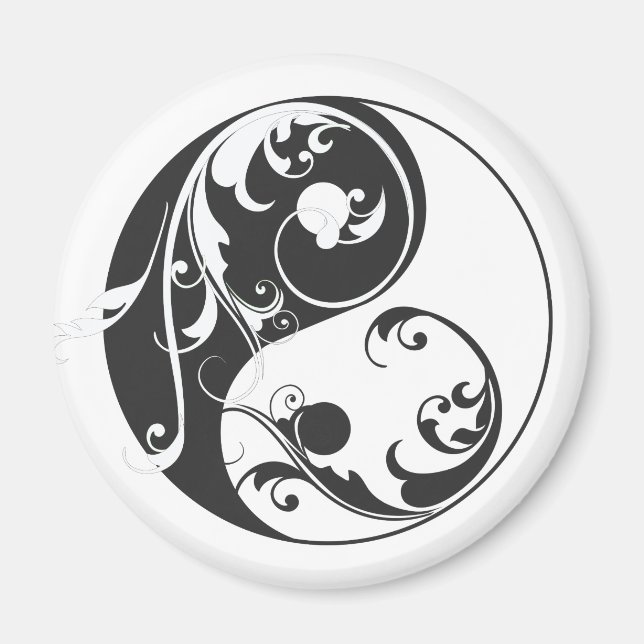 Scrolling Yin & Yang (svart) Magnet (Framsidan)