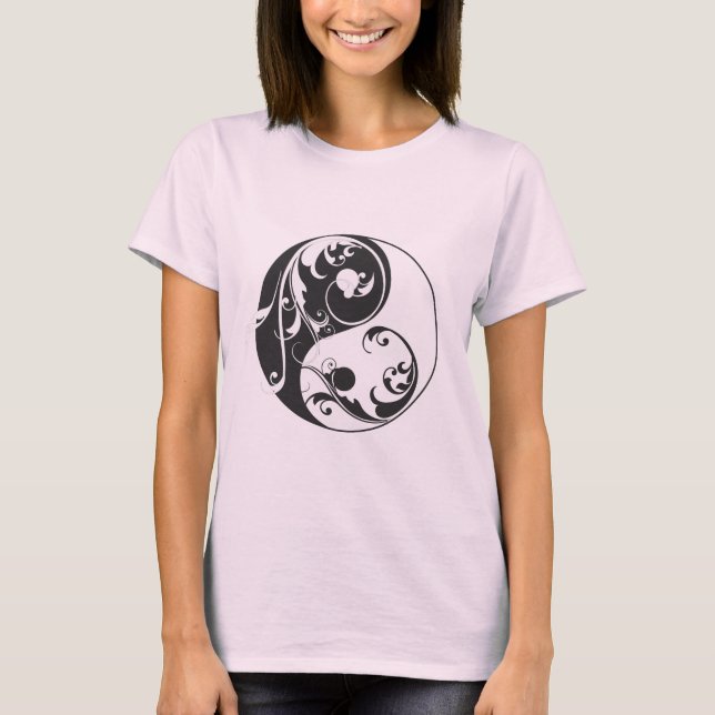 Scrolling Yin & Yang (svart) Tee (Framsida)