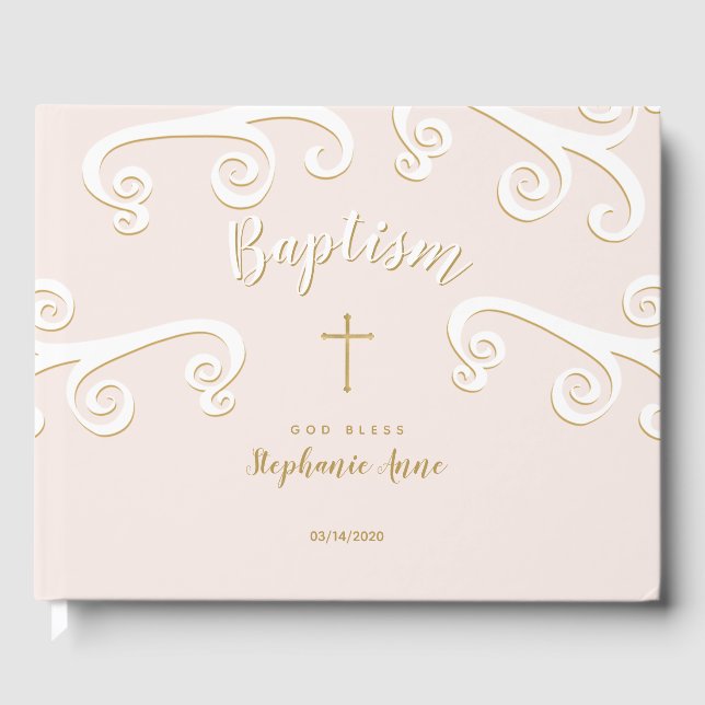 Scrolls av baptism i Rosa och Guld Gästböcker (Framsida)